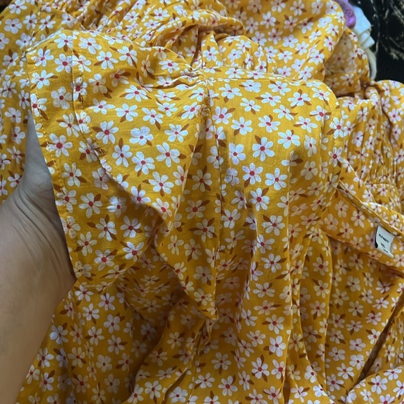 Old Navy Plus Yellow Orange Wrap Dress Waist Defined Ruffle Sleeve Womens Sz 2XL - Picture 6 of 9